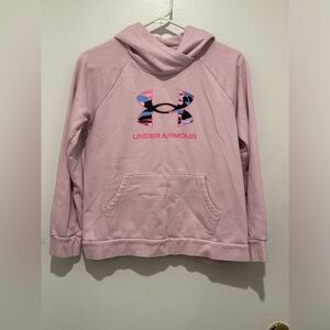 Under Armour Girl's Rival Fleece Big Logo Hoodie Pink Youth XL‎
